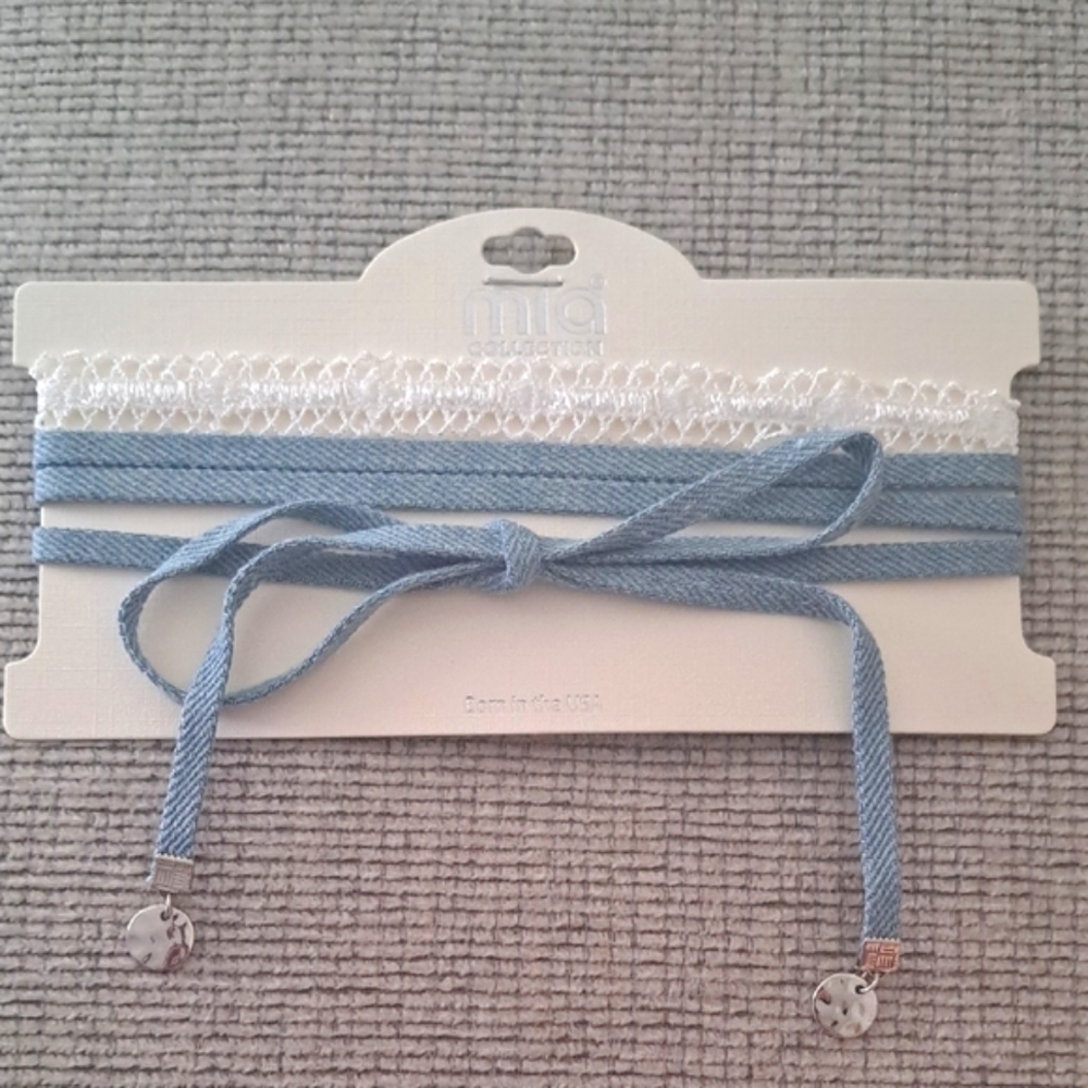 MIA NECKLACE/CHOKERS - Blue & White